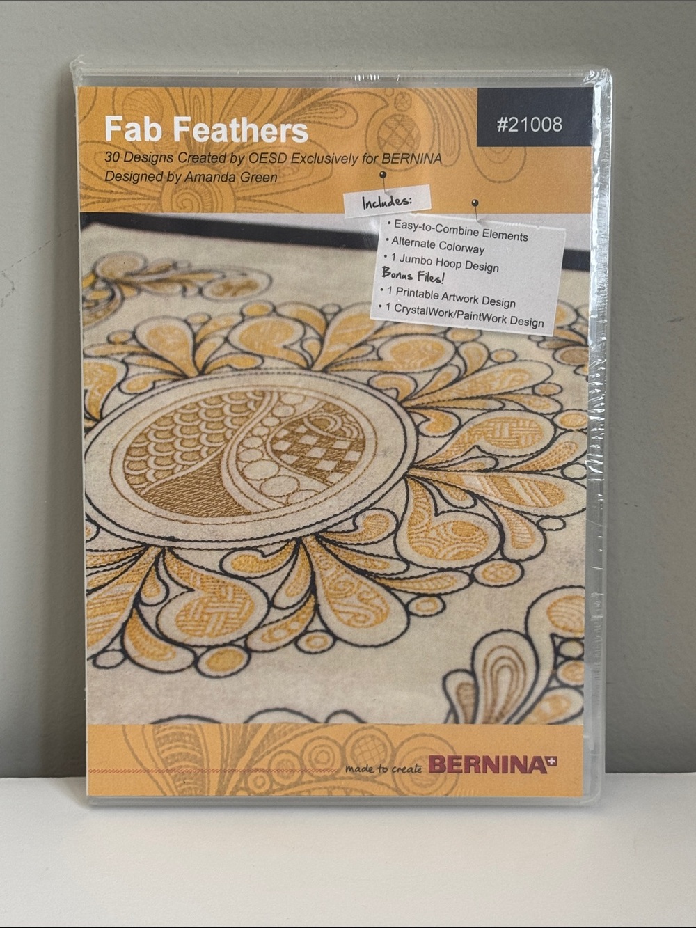 BERNINA Fab Feathers Embroidery Designs CD by Amanda Green 30 Designs NWT
